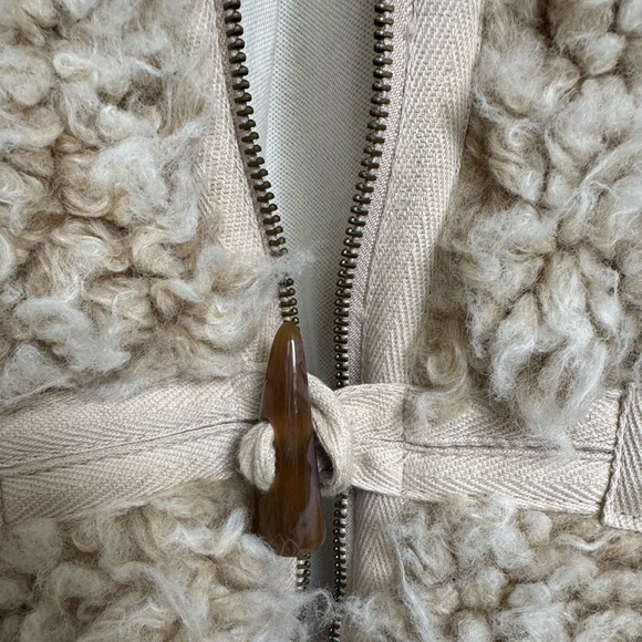 Anthropologie Beige Cropped Teddy Fleece Shearling Sherpa Coat - Picture 8 of 9